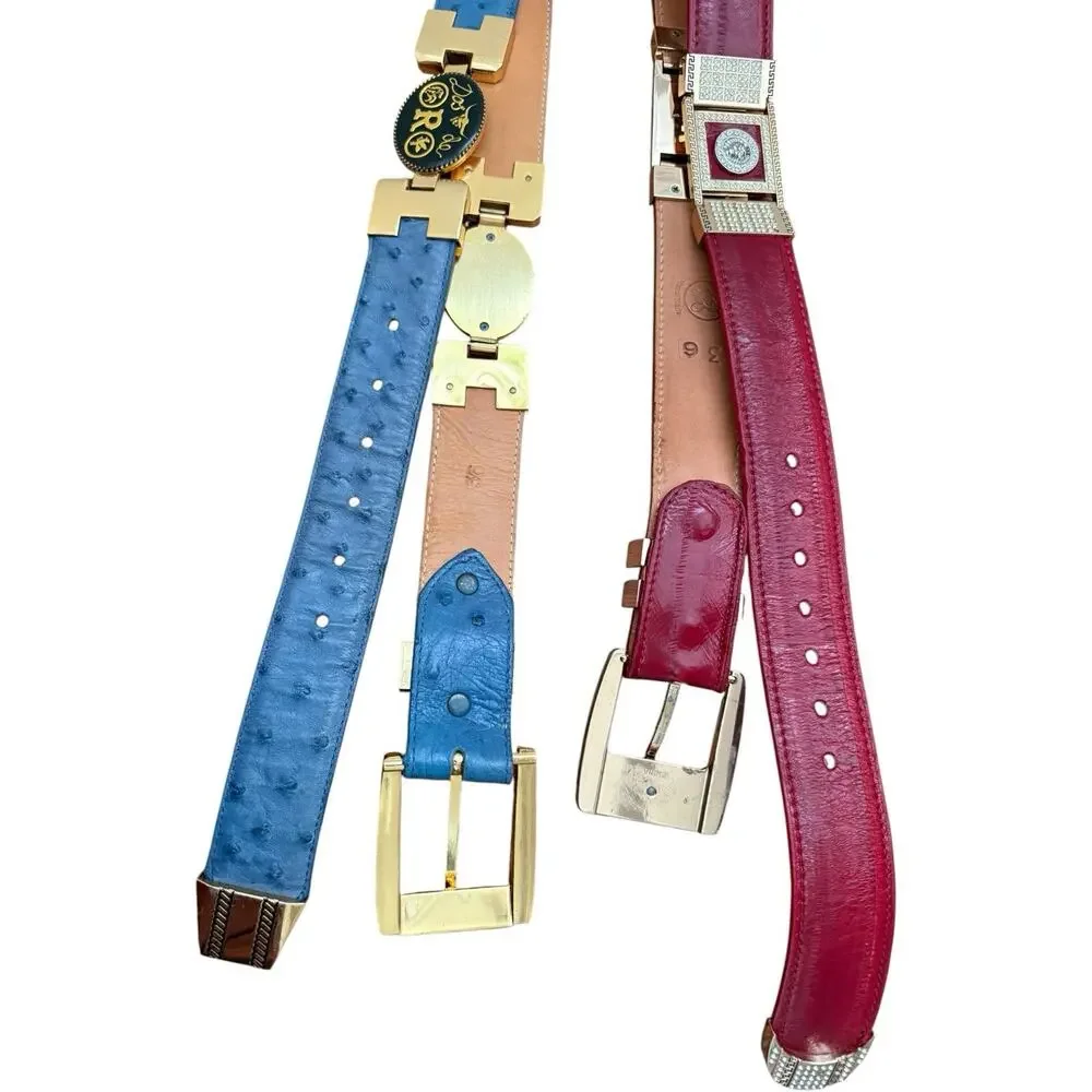 Dos de Oro & Wild West Boots Exotic Leather Western Belt Bundle Size 36